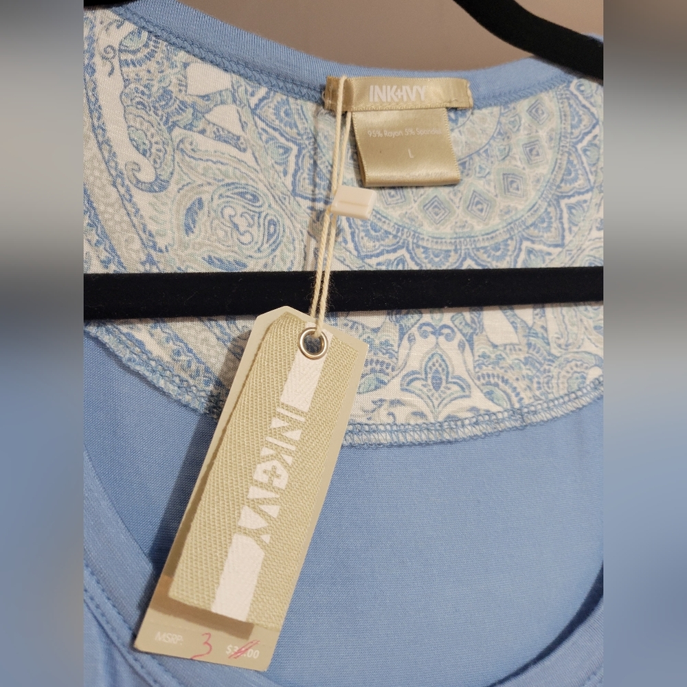 NWT IVY INK SILKY SLATE BLUE TSHIRT L - Picture 3 of 5
